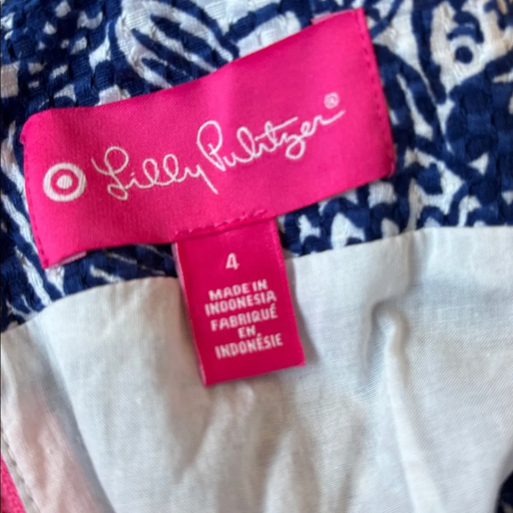 Lilly Pulitzer for Target “Upstream” Shift Dress Size 4 Blue & White Fish Print - Picture 5 of 6
